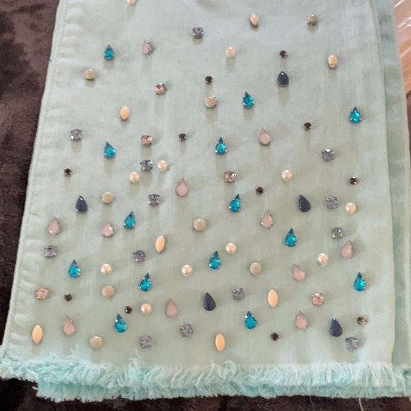 NWT LILLY PULITZER SOUTH OCEAN CROP JEANS FLARE JEWELED WHISPER BLUE 10 NEW